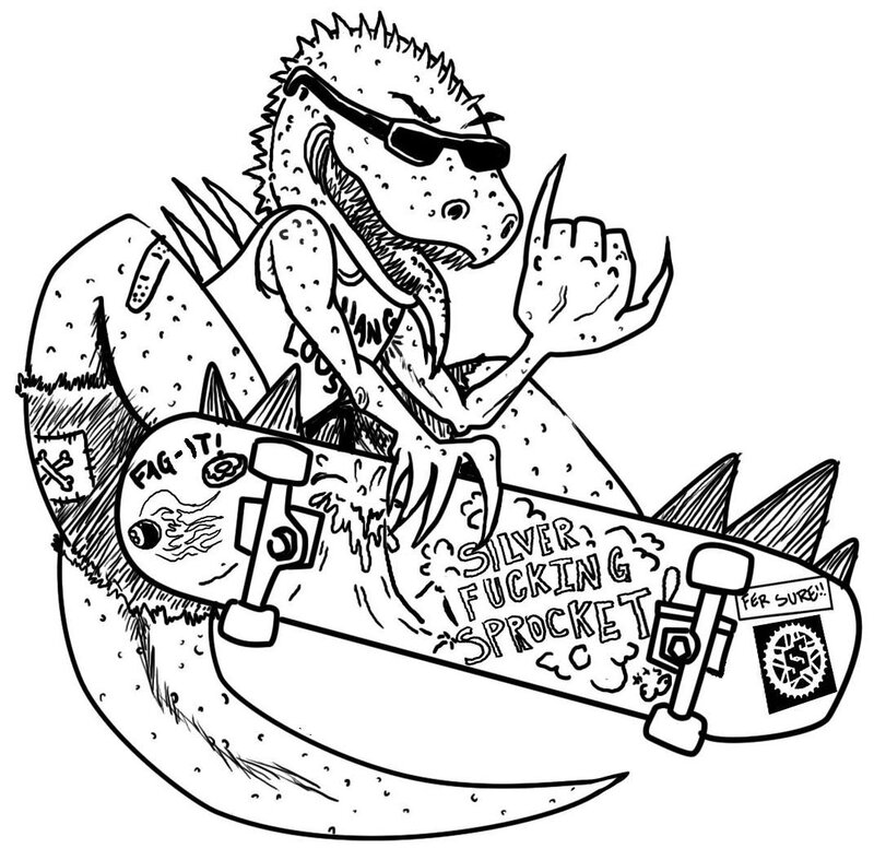 skateboarding dinosaur character