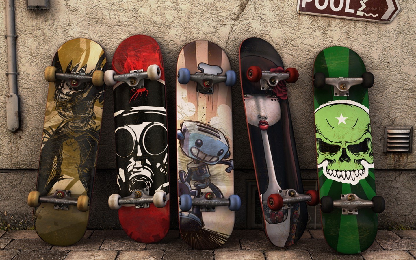 Skateboards with graphic decks