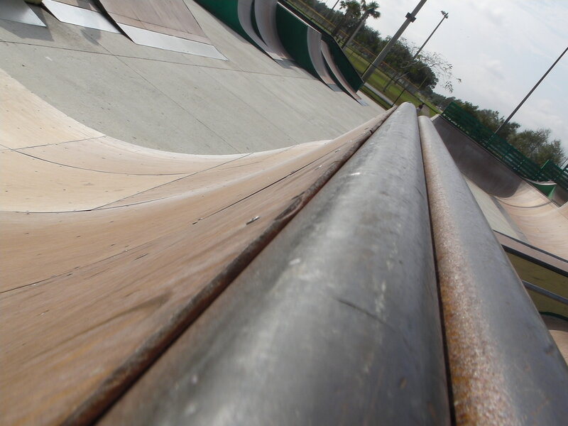 skatepark rail perspective