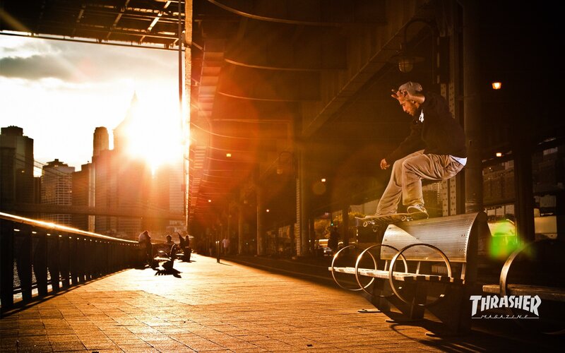Skater at sunset in the city