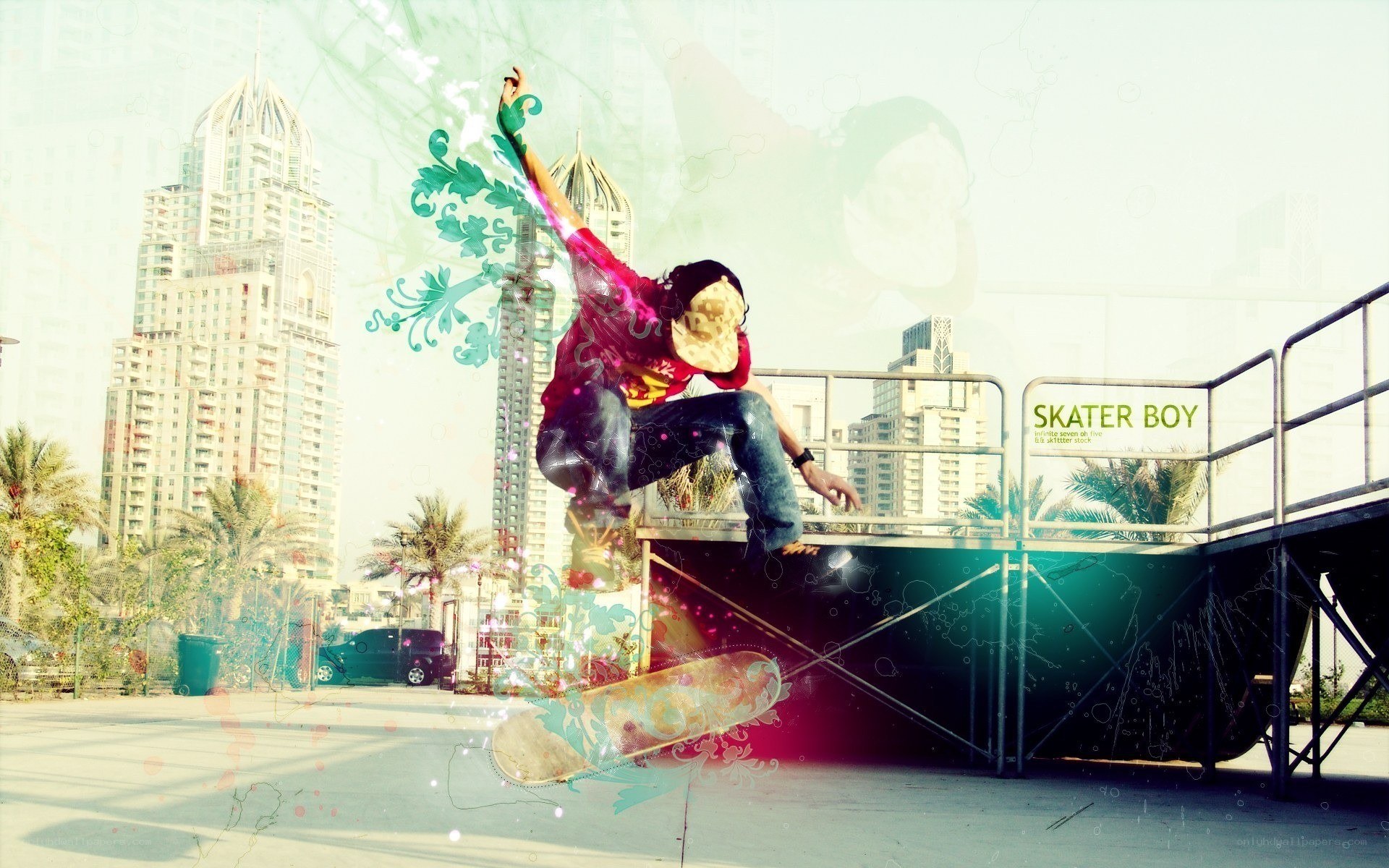 skater boy in city