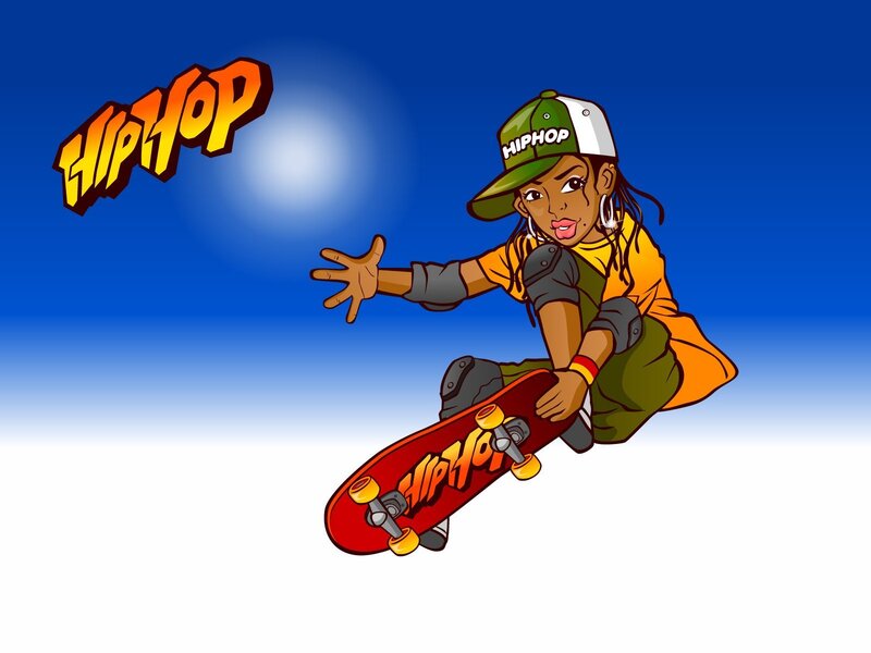 skater girl with hip hop theme