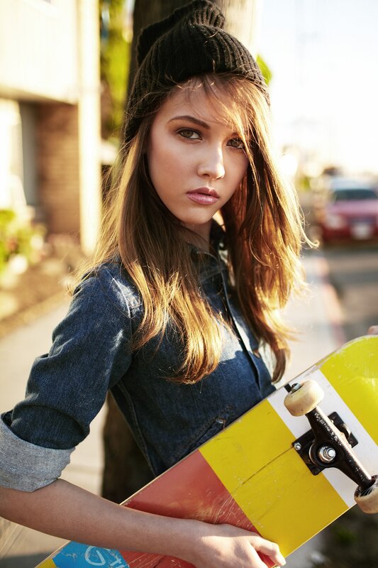 skater girl with skateboard