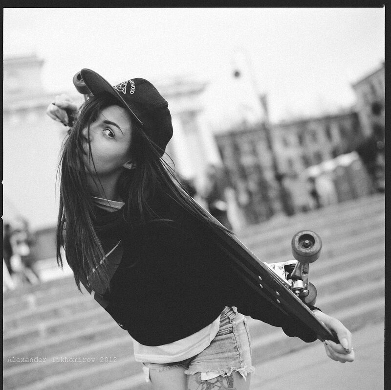 skater girl with skateboard