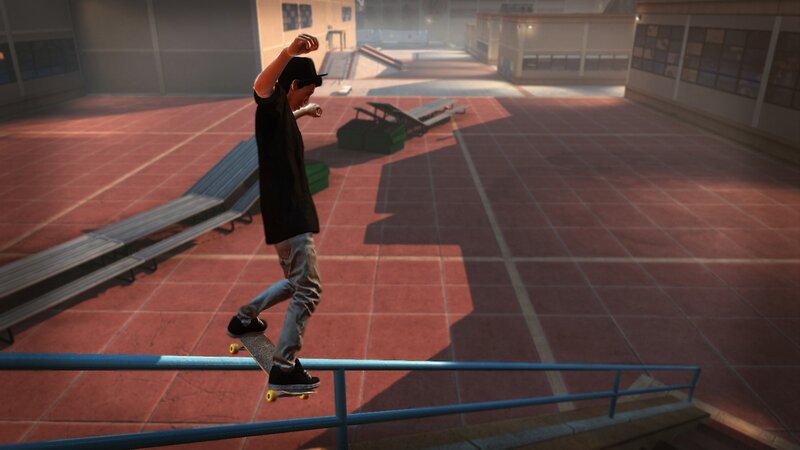 skater grinding on rail