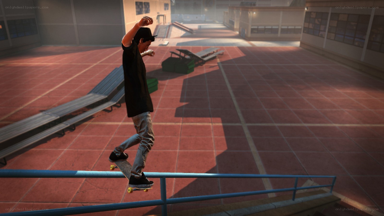 skater grinding on rail