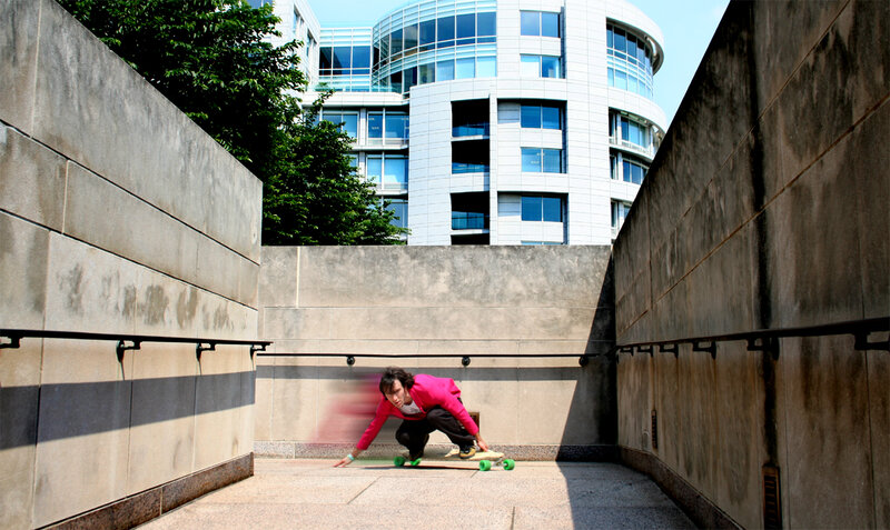 Skater in a concrete alley