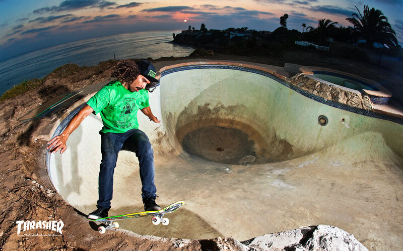 Skater in an empty pool