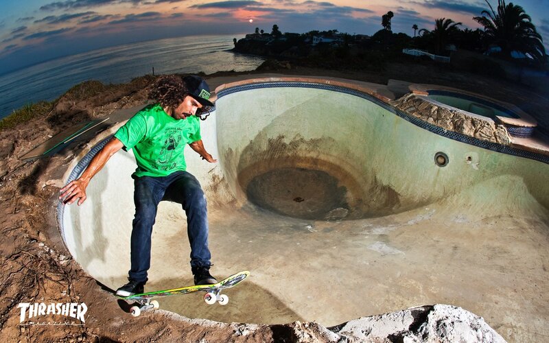 Skater in Empty Pool
