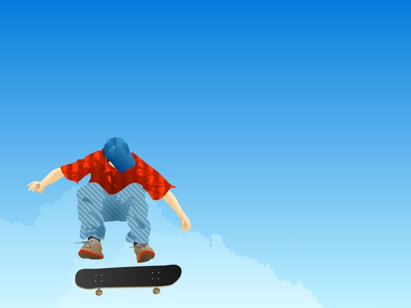 Skater in Mid-air — Blue, Dynamic
