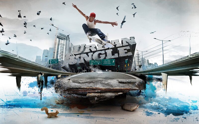 Skater in Mid-air — Gray