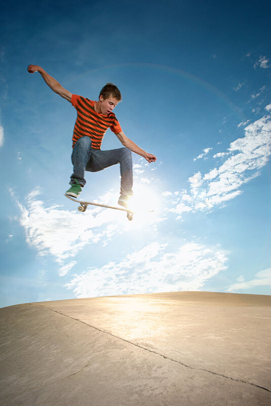 Skater in mid-air jump