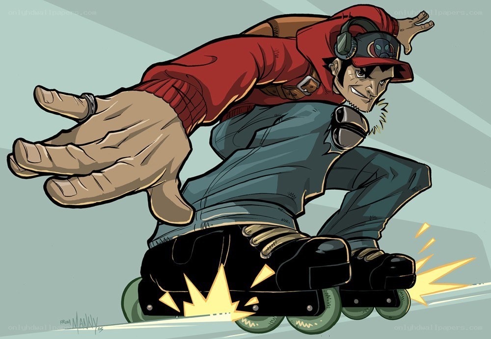 skater in red hoodie