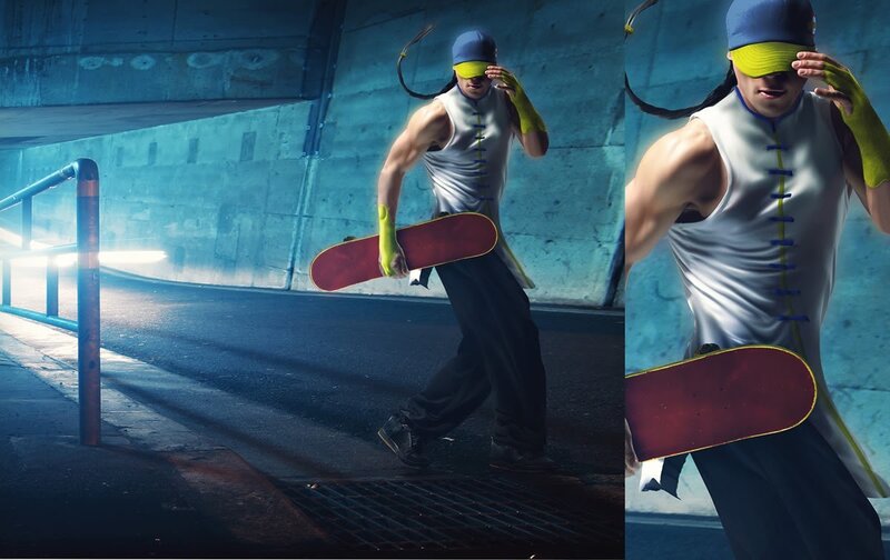 skater in underground tunnel