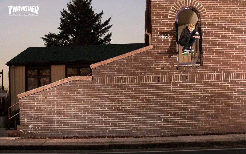 Skater in window jump