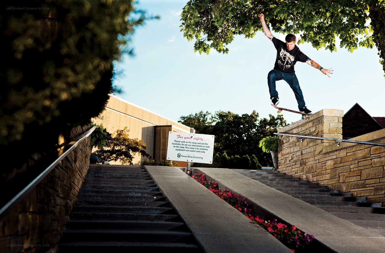 Skater jumping over stairs