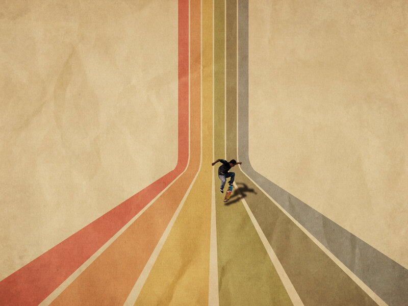 skater on a colorful path