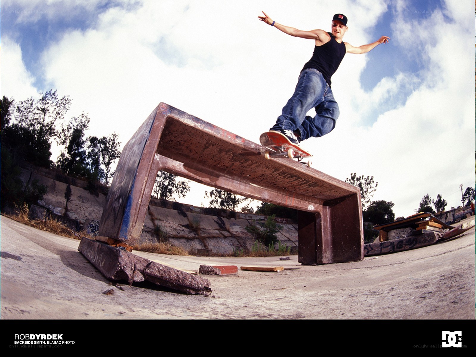 Skater on a concrete bench