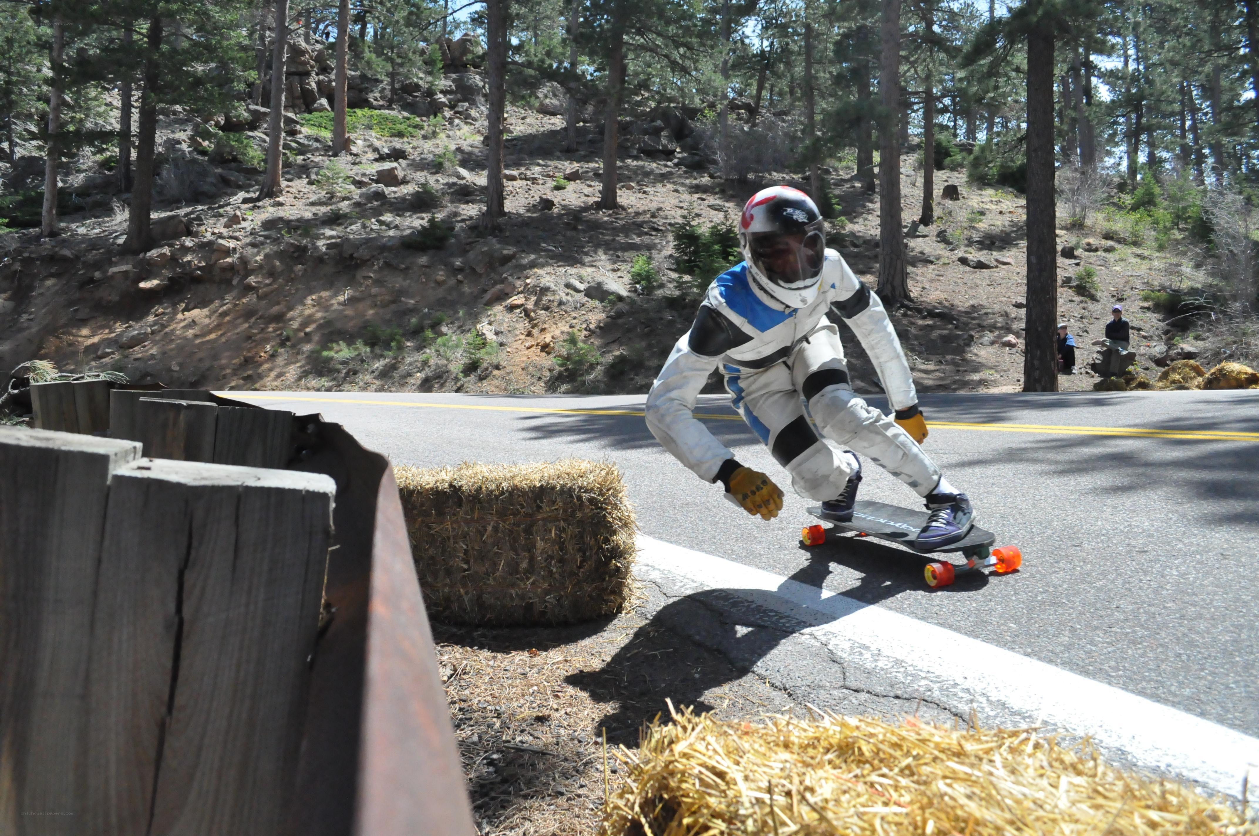Skater on a forest road