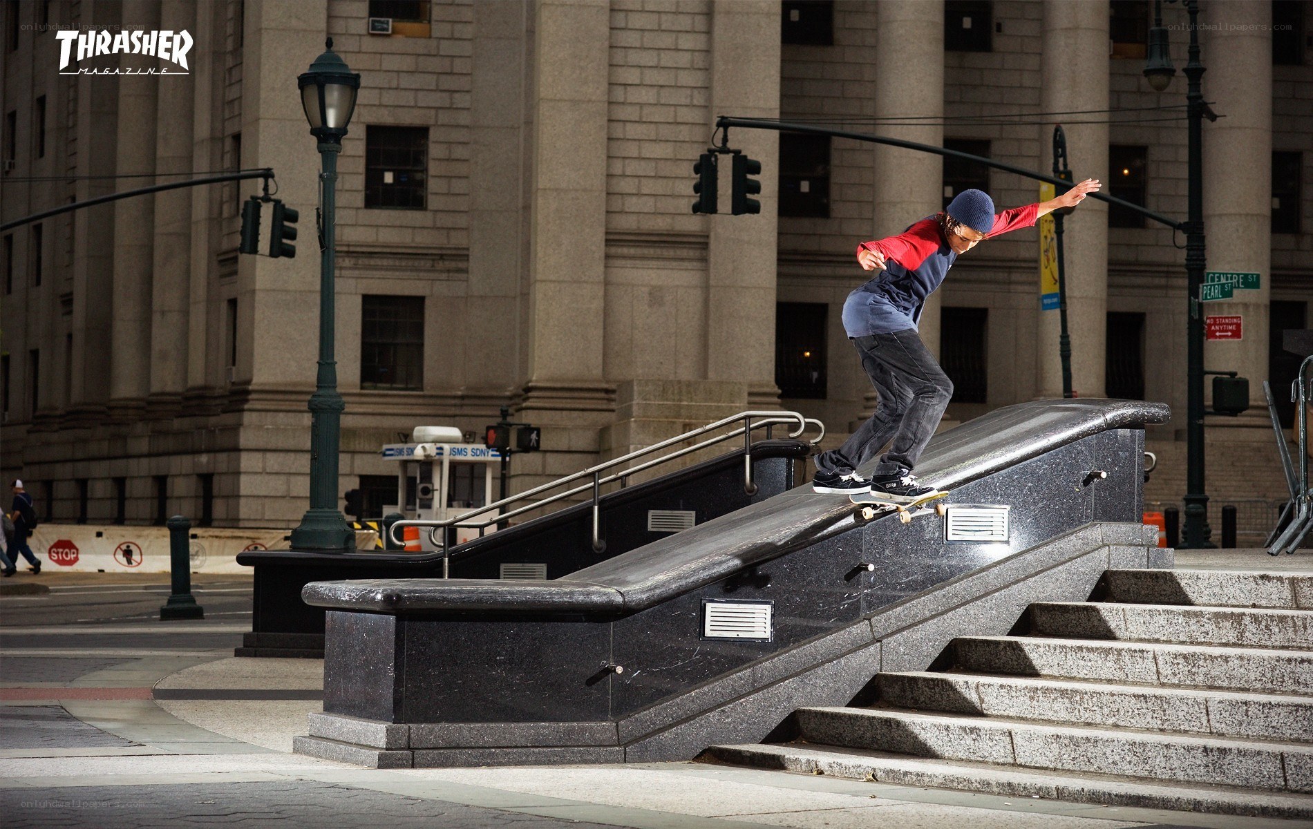Skater on a ramp at night