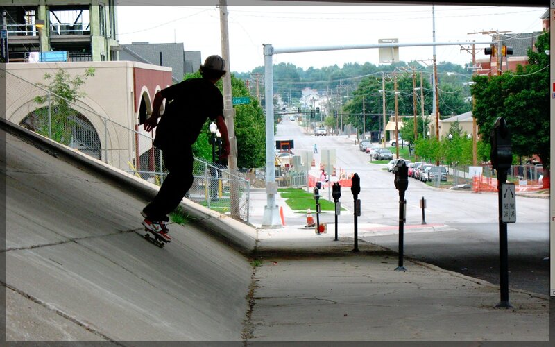 Skater on a ramp in the city