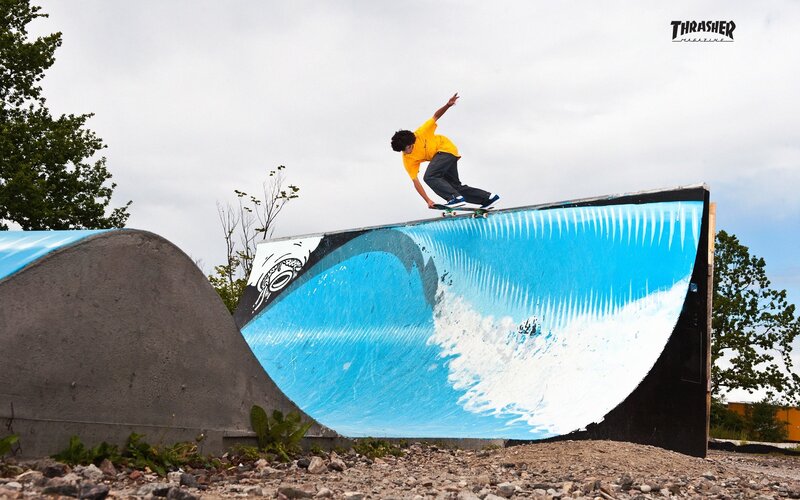 Skater on a wave ramp