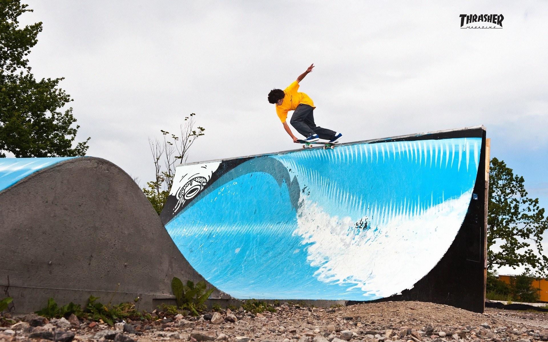 Skater on a wave ramp