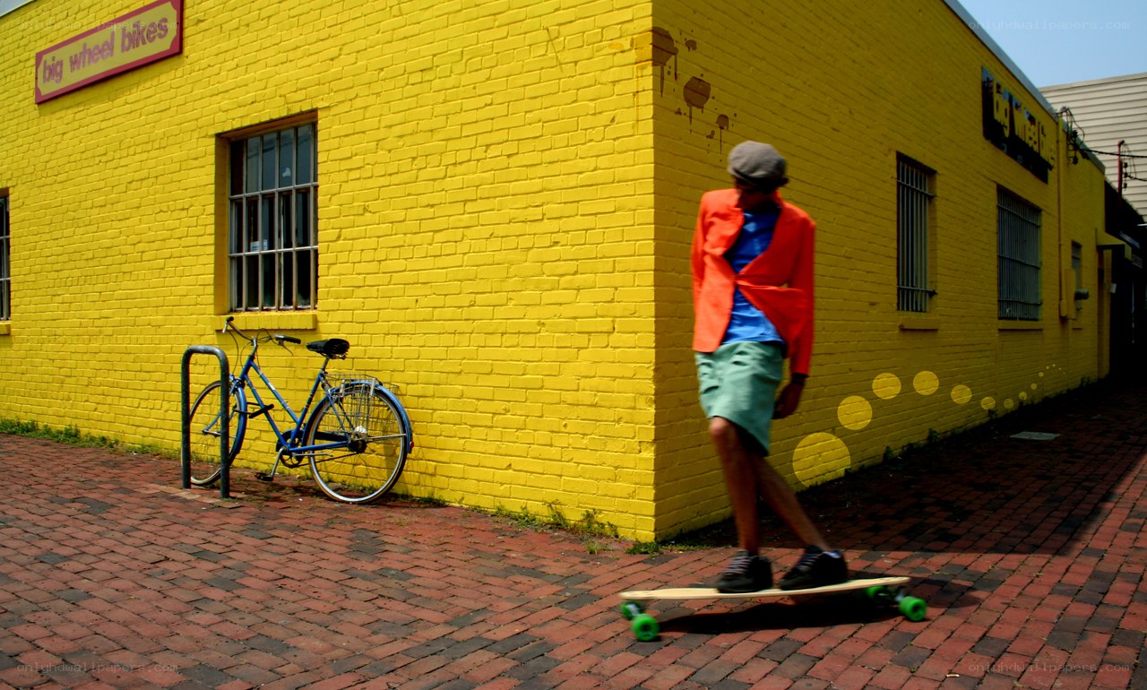 Skater on a yellow street