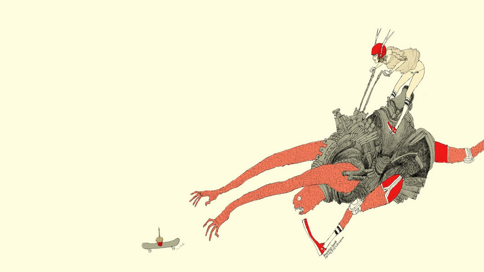 skater on mechanical creature