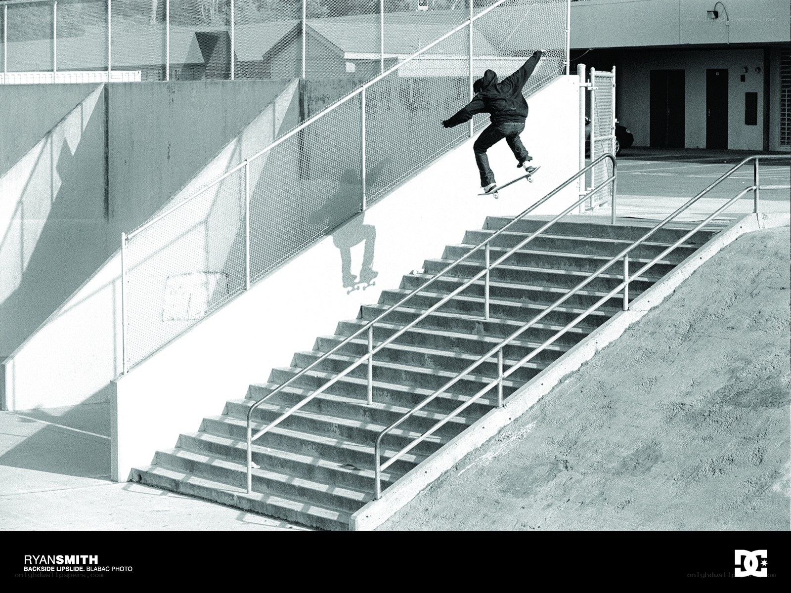 Skater performing a rail slide