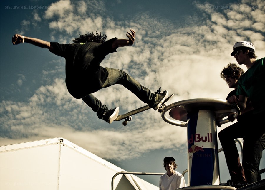 Skater performing aerial trick