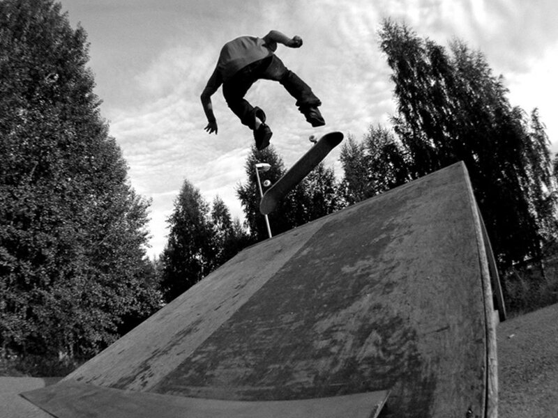 Skater performing aerial trick