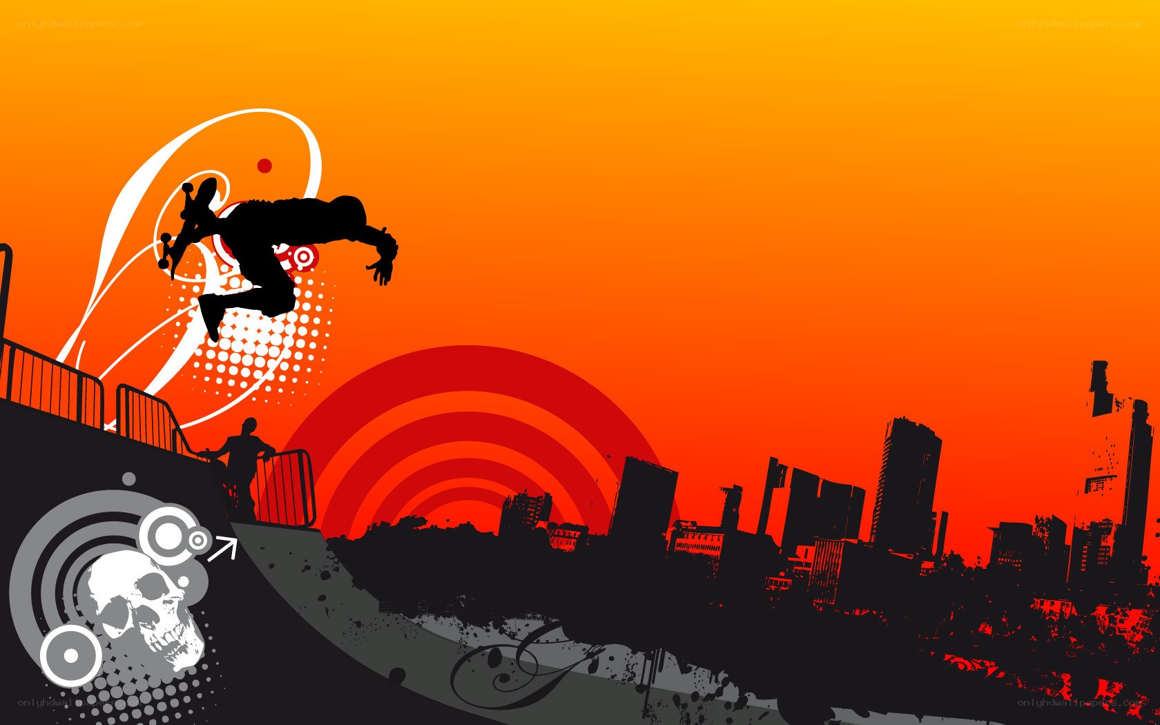 skater performing trick at sunset