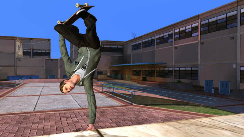 Skater Performing Trick — Blue