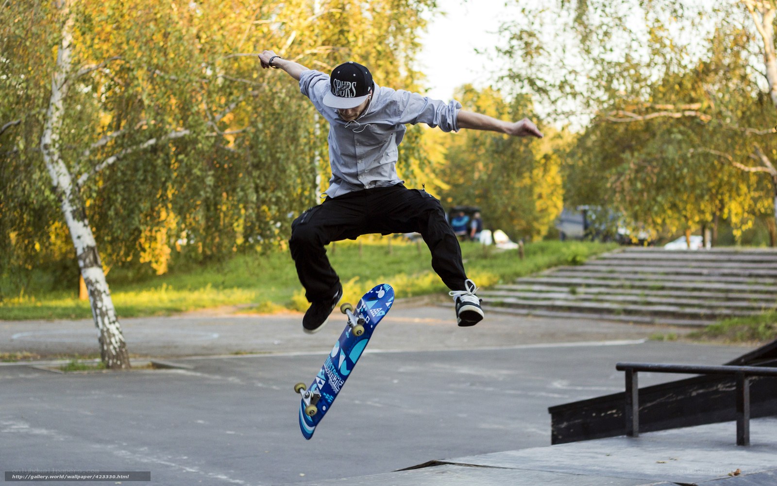 Skater performing trick in park