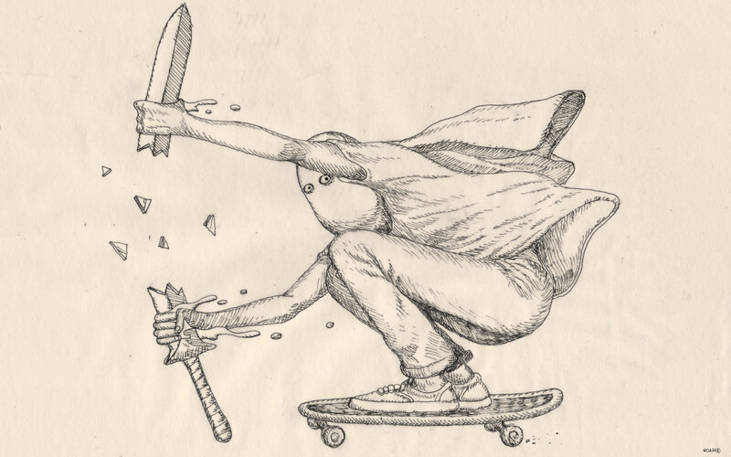 Skater with Knife