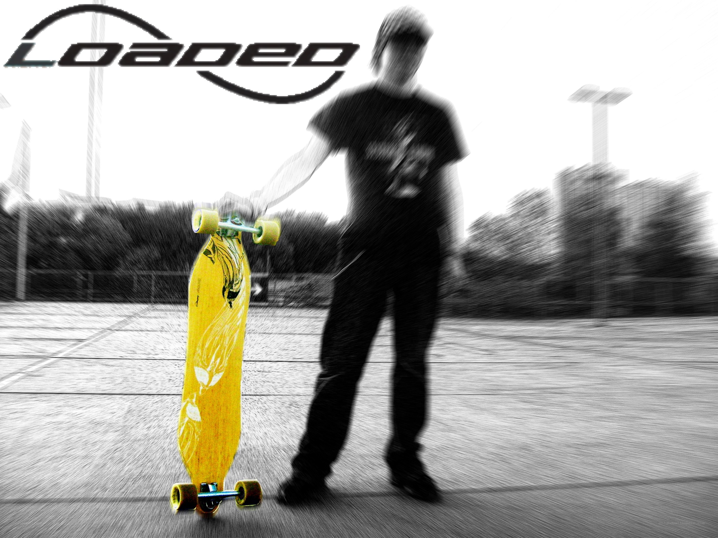 Skater with yellow longboard