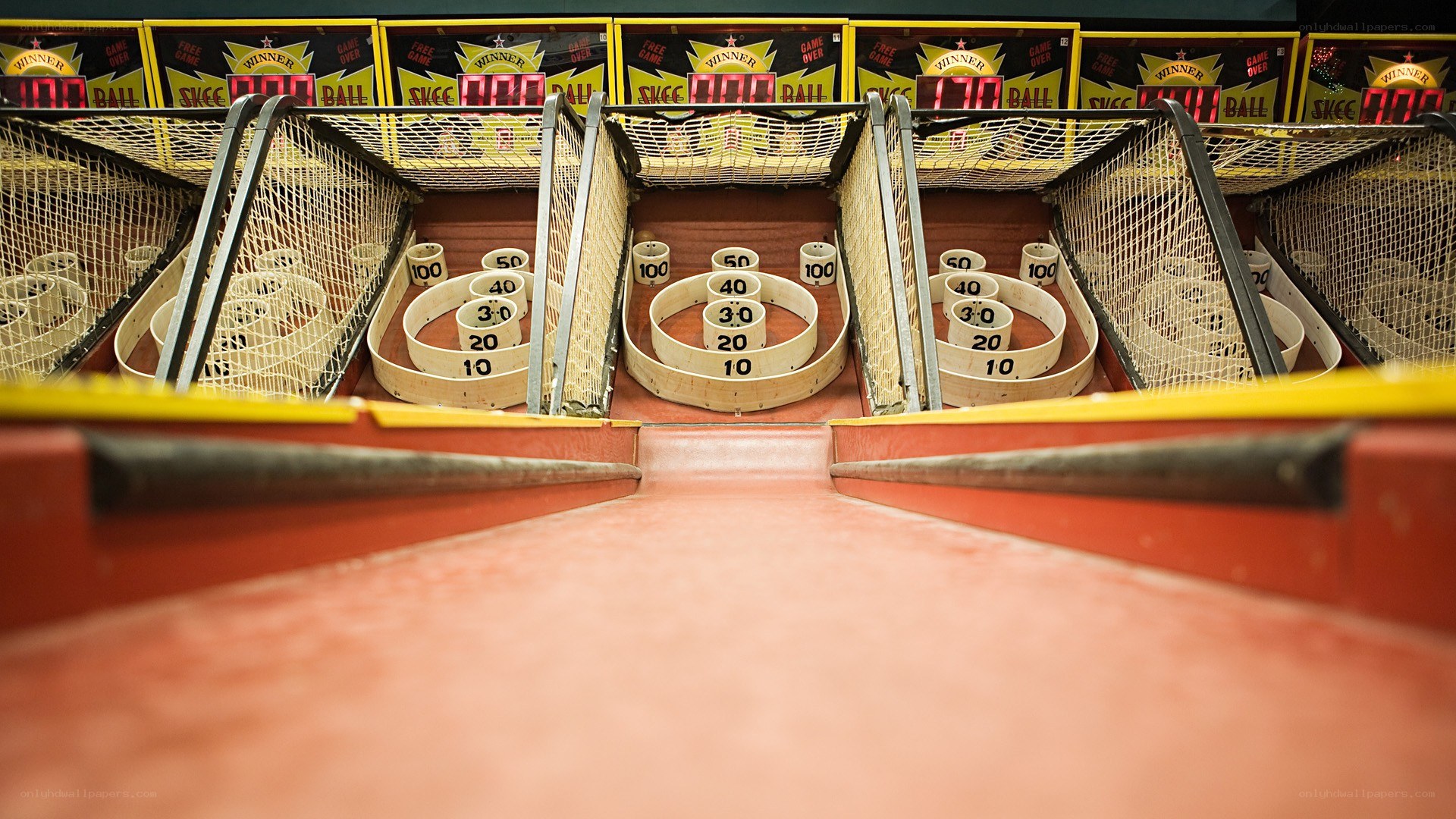 Skee-Ball game lanes