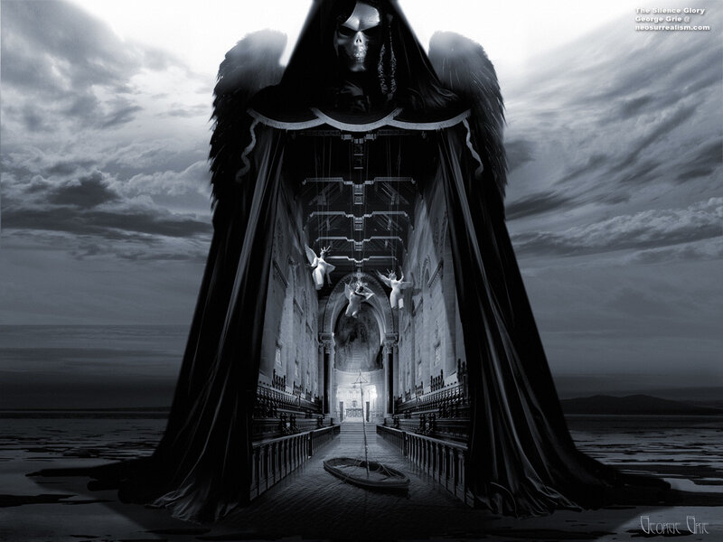 Skeletal Angel Figure — Black