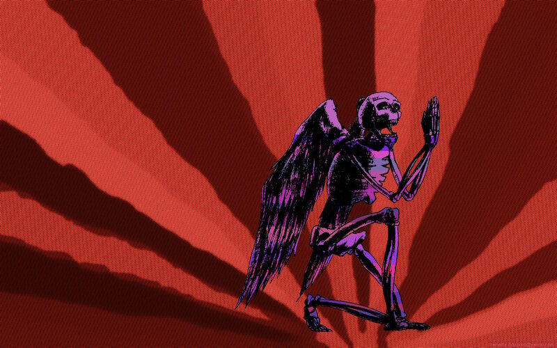 Skeletal Angel Figure — Red