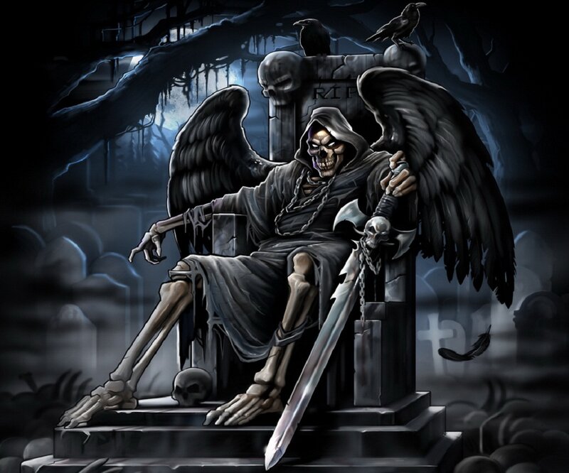 Skeletal Angel on Throne