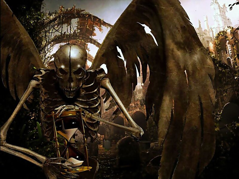 Skeletal Angel with Wings — Brown