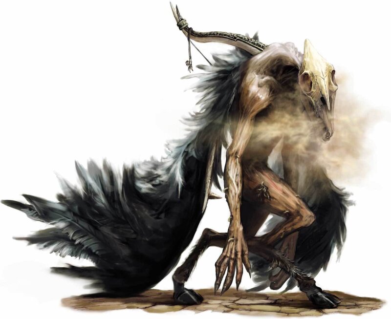 skeletal bird-like creature