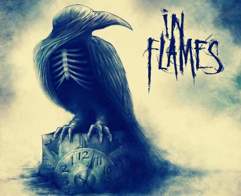 Skeletal Bird on Clock — Blue