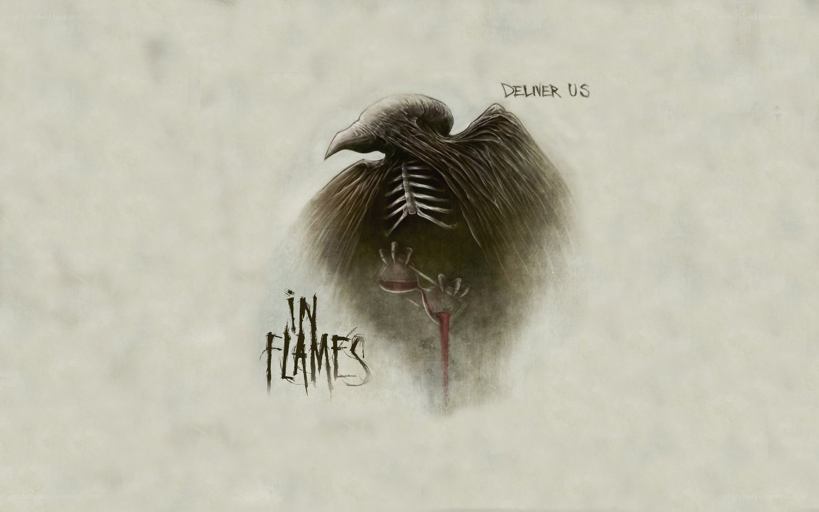 skeletal bird with blood