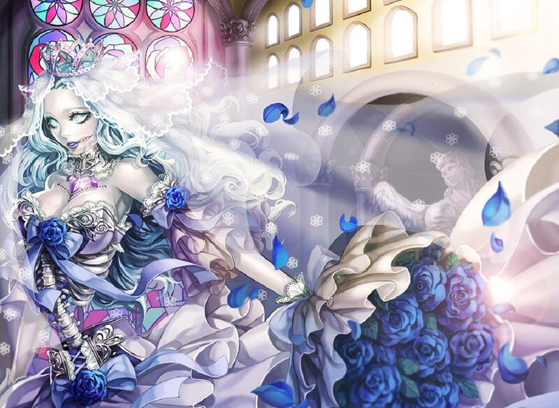 Skeletal Bride with Blue Roses — Dramatic