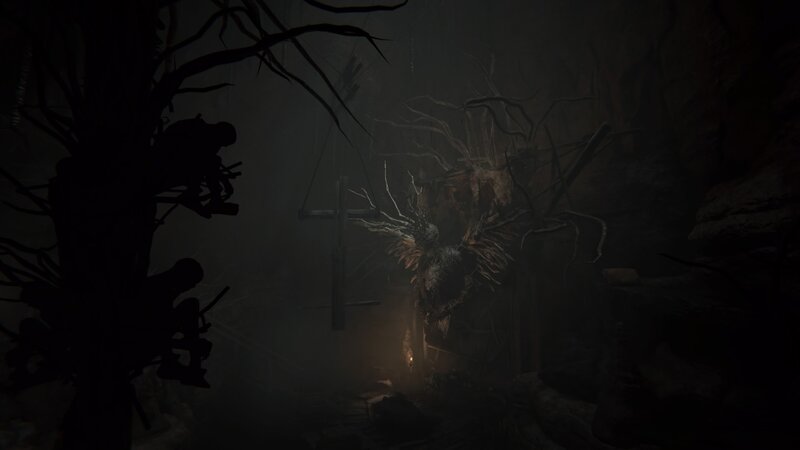 Skeletal Creature in Cave — Black