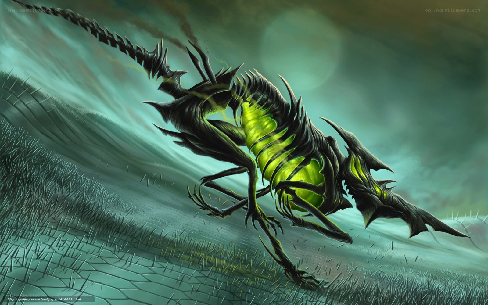 skeletal creature in storm