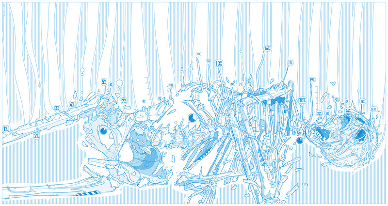 skeletal creature in water