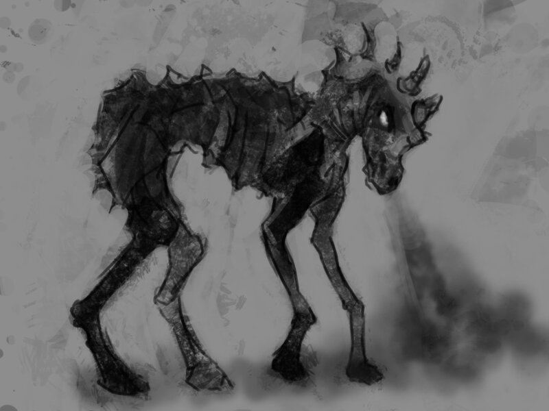 skeletal creature sketch